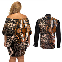 Polynesia Dashiki Couples Matching Off Shoulder Short Dress and Long Sleeve Button Shirts Polynesia and Africa Traditional Special Together Gold LT9 - Wonder Print Shop