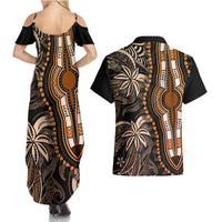 Polynesia Dashiki Couples Matching Summer Maxi Dress and Hawaiian Shirt Polynesia and Africa Traditional Special Together Gold LT9 - Wonder Print Shop
