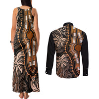 Polynesia Dashiki Couples Matching Tank Maxi Dress and Long Sleeve Button Shirts Polynesia and Africa Traditional Special Together Gold LT9 - Wonder Print Shop