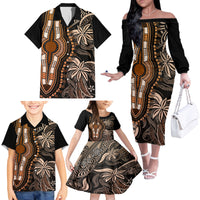 Polynesia Dashiki Family Matching Off Shoulder Long Sleeve Dress and Hawaiian Shirt Polynesia and Africa Traditional Special Together Gold - Wonder Print Shop