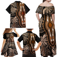 Polynesia Dashiki Family Matching Off Shoulder Maxi Dress and Hawaiian Shirt Polynesia and Africa Traditional Special Together Gold LT9 - Wonder Print Shop