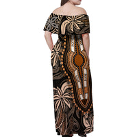 Polynesia Dashiki Family Matching Off Shoulder Maxi Dress and Hawaiian Shirt Polynesia and Africa Traditional Special Together Gold LT9 - Wonder Print Shop