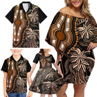 Polynesia Dashiki Family Matching Off Shoulder Short Dress and Hawaiian Shirt Polynesia and Africa Traditional Special Together Gold LT9 - Wonder Print Shop