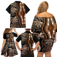 Polynesia Dashiki Family Matching Off Shoulder Short Dress and Hawaiian Shirt Polynesia and Africa Traditional Special Together Gold LT9 - Wonder Print Shop