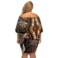 Polynesia Dashiki Family Matching Off Shoulder Short Dress and Hawaiian Shirt Polynesia and Africa Traditional Special Together Gold LT9 - Wonder Print Shop