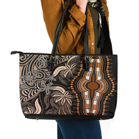 Polynesia Dashiki Leather Tote Bag Polynesia and Africa Traditional Special Together Gold - Wonder Print Shop