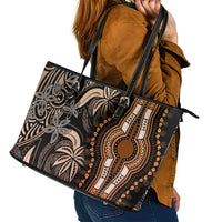 Polynesia Dashiki Leather Tote Bag Polynesia and Africa Traditional Special Together Gold - Wonder Print Shop