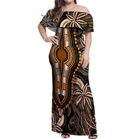 Polynesia Dashiki Off Shoulder Maxi Dress Polynesia and Africa Traditional Special Together Gold - Wonder Print Shop