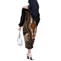 Polynesia Dashiki Off The Shoulder Long Sleeve Dress Polynesia and Africa Traditional Special Together Gold - Wonder Print Shop