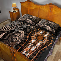 Polynesia Dashiki Quilt Bed Set Polynesia and Africa Traditional Special Together Gold - Wonder Print Shop