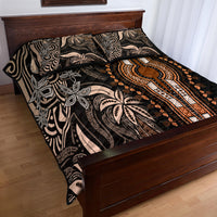 Polynesia Dashiki Quilt Bed Set Polynesia and Africa Traditional Special Together Gold - Wonder Print Shop