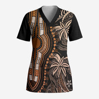 Polynesia Mixed African Dashiki Scrub Top Afro-pacific Culture - Gold