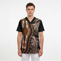 Polynesia Mixed African Dashiki Scrub Top Afro-pacific Culture - Gold