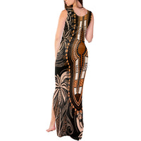 Polynesia Dashiki Tank Maxi Dress Polynesia and Africa Traditional Special Together Gold - Wonder Print Shop