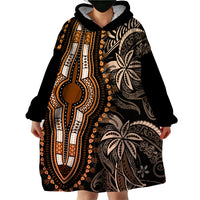 Polynesia Dashiki Wearable Blanket Hoodie Polynesia and Africa Traditional Special Together Gold - Wonder Print Shop