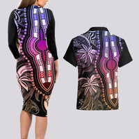 Polynesia Dashiki Couples Matching Long Sleeve Bodycon Dress and Hawaiian Shirt Polynesia and Africa Traditional Special Together Pastel LT9 - Wonder Print Shop