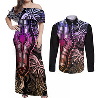 Polynesia Dashiki Couples Matching Off Shoulder Maxi Dress and Long Sleeve Button Shirts Polynesia and Africa Traditional Special Together Pastel LT9 - Wonder Print Shop