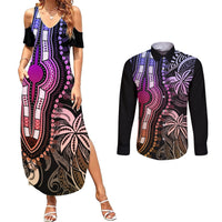 Polynesia Dashiki Couples Matching Summer Maxi Dress and Long Sleeve Button Shirts Polynesia and Africa Traditional Special Together Pastel LT9 - Wonder Print Shop