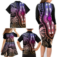 Polynesia Dashiki Family Matching Long Sleeve Bodycon Dress and Hawaiian Shirt Polynesia and Africa Traditional Special Together Pastel LT9 - Wonder Print Shop