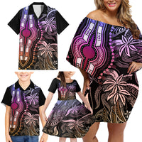 Polynesia Dashiki Family Matching Off Shoulder Short Dress and Hawaiian Shirt Polynesia and Africa Traditional Special Together Pastel LT9 - Wonder Print Shop