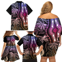 Polynesia Dashiki Family Matching Off Shoulder Short Dress and Hawaiian Shirt Polynesia and Africa Traditional Special Together Pastel LT9 - Wonder Print Shop