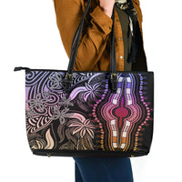 Polynesia Dashiki Leather Tote Bag Polynesia and Africa Traditional Special Together Pastel - Wonder Print Shop