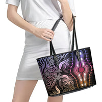 Polynesia Dashiki Leather Tote Bag Polynesia and Africa Traditional Special Together Pastel - Wonder Print Shop
