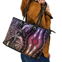 Polynesia Dashiki Leather Tote Bag Polynesia and Africa Traditional Special Together Pastel - Wonder Print Shop