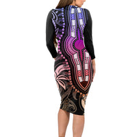 Polynesia Dashiki Long Sleeve Bodycon Dress Polynesia and Africa Traditional Special Together Pastel - Wonder Print Shop