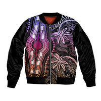 Polynesia Dashiki Sleeve Zip Bomber Jacket Polynesia and Africa Traditional Special Together Pastel - Wonder Print Shop