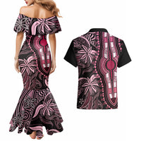 Polynesia Dashiki Couples Matching Mermaid Dress and Hawaiian Shirt Polynesia and Africa Traditional Special Together Pink LT9 - Wonder Print Shop