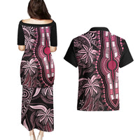 Polynesia Dashiki Couples Matching Puletasi Dress and Hawaiian Shirt Polynesia and Africa Traditional Special Together Pink LT9 - Wonder Print Shop