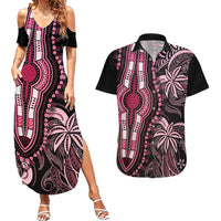 Polynesia Dashiki Couples Matching Summer Maxi Dress and Hawaiian Shirt Polynesia and Africa Traditional Special Together Pink LT9 - Wonder Print Shop