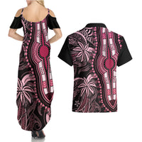 Polynesia Dashiki Couples Matching Summer Maxi Dress and Hawaiian Shirt Polynesia and Africa Traditional Special Together Pink LT9 - Wonder Print Shop