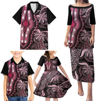 Polynesia Dashiki Family Matching Puletasi Dress and Hawaiian Shirt Polynesia and Africa Traditional Special Together Pink - Wonder Print Shop