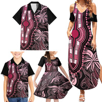 Polynesia Dashiki Family Matching Summer Maxi Dress and Hawaiian Shirt Polynesia and Africa Traditional Special Together Pink - Wonder Print Shop