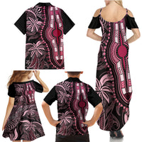 Polynesia Dashiki Family Matching Summer Maxi Dress and Hawaiian Shirt Polynesia and Africa Traditional Special Together Pink - Wonder Print Shop