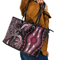 Polynesia Dashiki Leather Tote Bag Polynesia and Africa Traditional Special Together Pink - Wonder Print Shop
