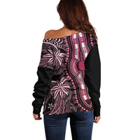 Polynesia Dashiki Off Shoulder Sweater Polynesia and Africa Traditional Special Together Pink - Wonder Print Shop