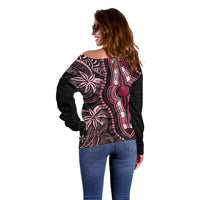 Polynesia Dashiki Off Shoulder Sweater Polynesia and Africa Traditional Special Together Pink - Wonder Print Shop