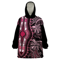 Polynesia Dashiki Wearable Blanket Hoodie Polynesia and Africa Traditional Special Together Pink - Wonder Print Shop