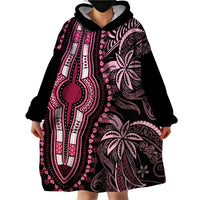 Polynesia Dashiki Wearable Blanket Hoodie Polynesia and Africa Traditional Special Together Pink - Wonder Print Shop