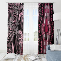 Polynesia Dashiki Window Curtain Polynesia and Africa Traditional Special Together Pink - Wonder Print Shop