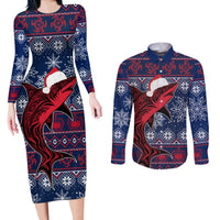 Samoa Manuia Le Kirisimasi Couples Matching Long Sleeve Bodycon Dress and Long Sleeve Button Shirts Samoan Fishing Tribal Pattern Christmas Vibe LT9 - Wonder Print Shop