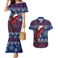 Samoa Manuia Le Kirisimasi Couples Matching Mermaid Dress and Hawaiian Shirt Samoan Fishing Tribal Pattern Christmas Vibe LT9 - Wonder Print Shop