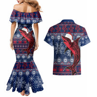 Samoa Manuia Le Kirisimasi Couples Matching Mermaid Dress and Hawaiian Shirt Samoan Fishing Tribal Pattern Christmas Vibe LT9 - Wonder Print Shop