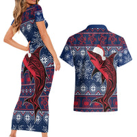 Samoa Manuia Le Kirisimasi Couples Matching Short Sleeve Bodycon Dress and Hawaiian Shirt Samoan Fishing Tribal Pattern Christmas Vibe LT9 - Wonder Print Shop