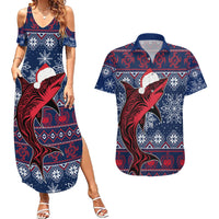 Samoa Manuia Le Kirisimasi Couples Matching Summer Maxi Dress and Hawaiian Shirt Samoan Fishing Tribal Pattern Christmas Vibe LT9 - Wonder Print Shop