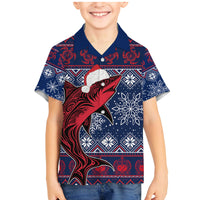 Samoa Manuia Le Kirisimasi Family Matching Mermaid Dress and Hawaiian Shirt Samoan Fishing Tribal Pattern Christmas Vibe LT9 - Wonder Print Shop