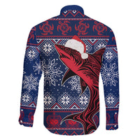 Samoa Manuia Le Kirisimasi Family Matching Off Shoulder Long Sleeve Dress and Hawaiian Shirt Samoan Fishing Tribal Pattern Christmas Vibe - Wonder Print Shop